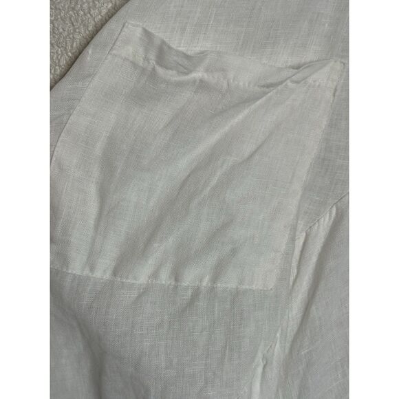 ONZ Made In Italy 🇮🇹 White Linen Handkerchief Hem Skirt L Pockets Inizio - Picture 2 of 8